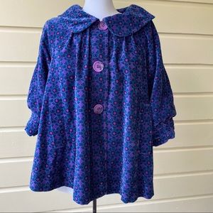 Calypso Christiane Celle Purple Velvet Car Coat M